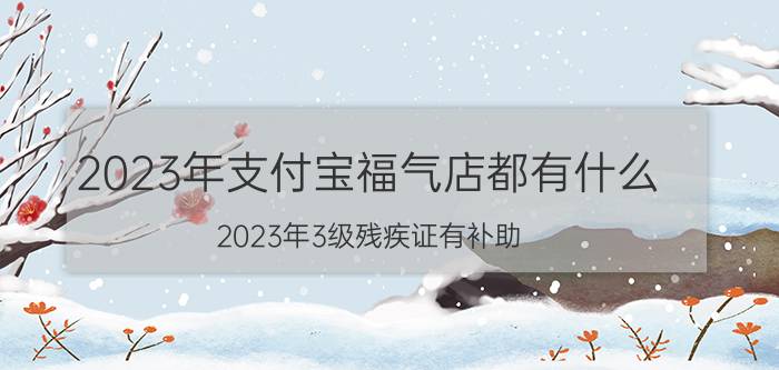 2023年支付宝福气店都有什么 2023年3级残疾证有补助？